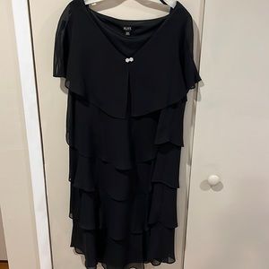 Beautiful Plus Size Multi Tiered Cocktail Dress with Cap Sleeves